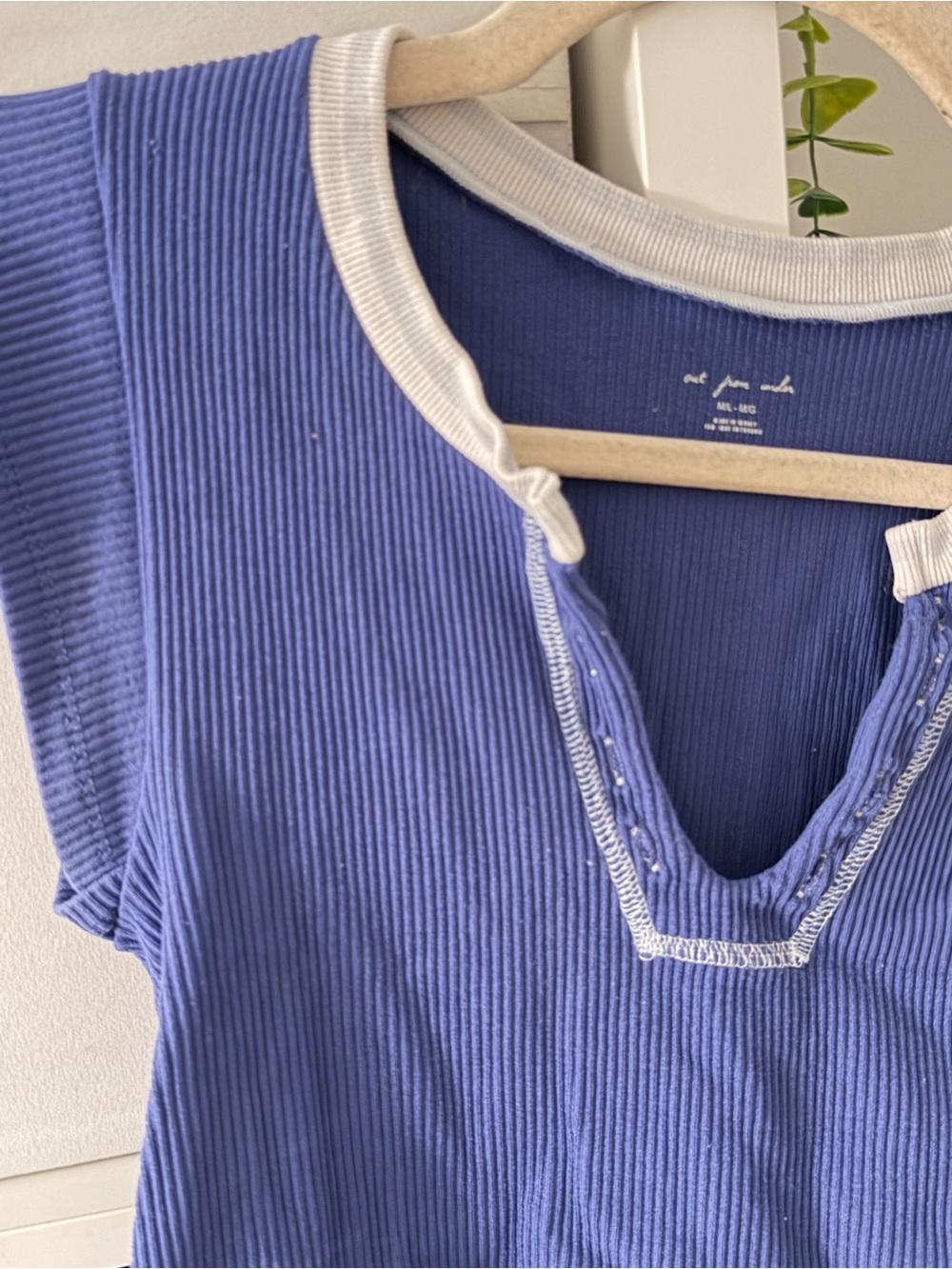 Out From Under Blue Ribbed Cropped Top π - Picture 2 of 2
